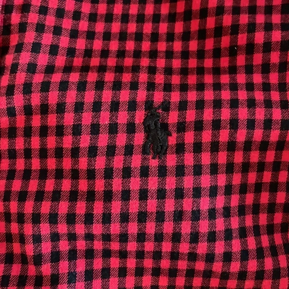 Ralph Lauren boys kids button down collared long sleeve shirt red plaid size 5